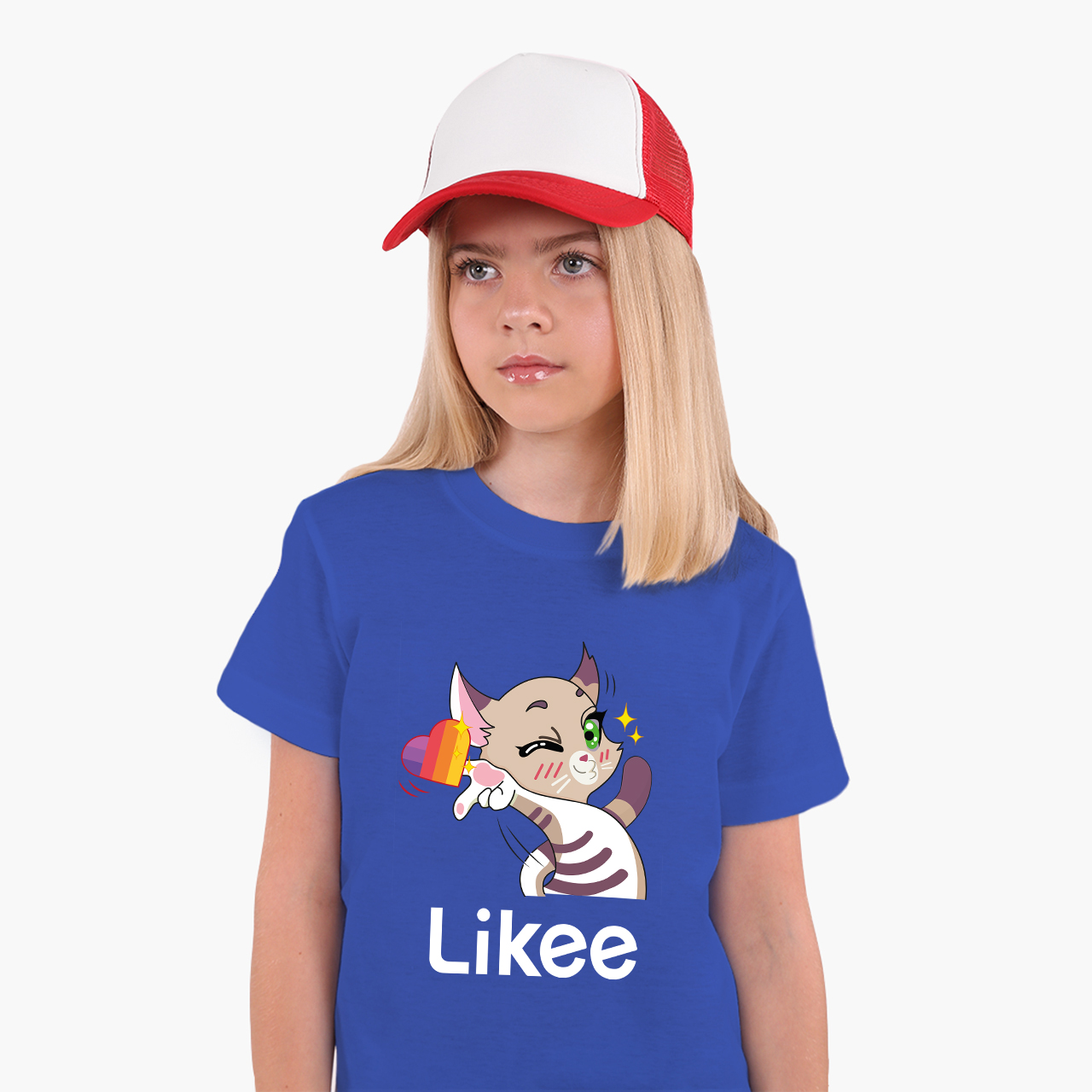 

Детская футболка для девочек Лайк Кот (Likee Cat) (25186-1032-64) 146-152 см Хлопок Синий