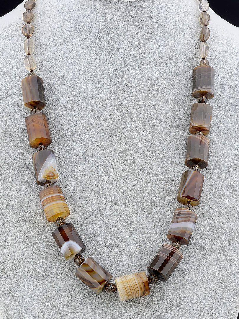 

053100 Бусы Агат, Раухтопаз 58 см.