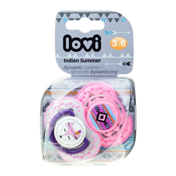 

Пустышка силиконовая динамическая Indian summer, 3-6 мес, 2 шт., LOVI