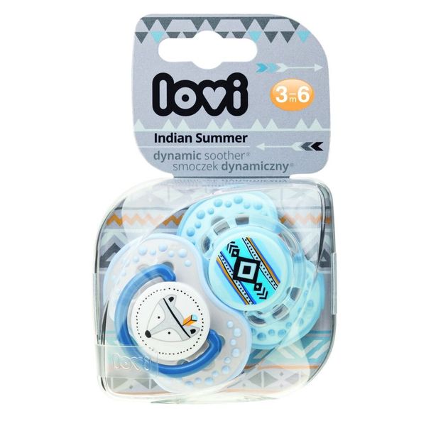 

Пустышка силиконовая динамическая Indian summer 3-6 мес, 2 шт., LOVI