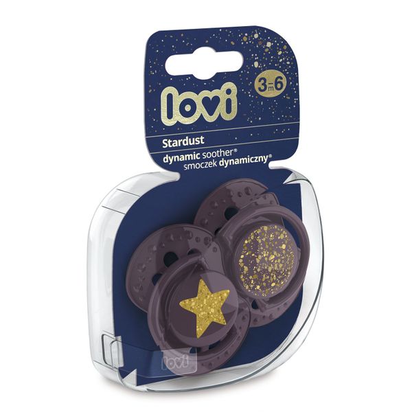 

Пустышка силиконовая динамическая Stardust, 3-6 мес, 2 шт, фиолетовая, 22/893_violet, LOVI (5903407993577)