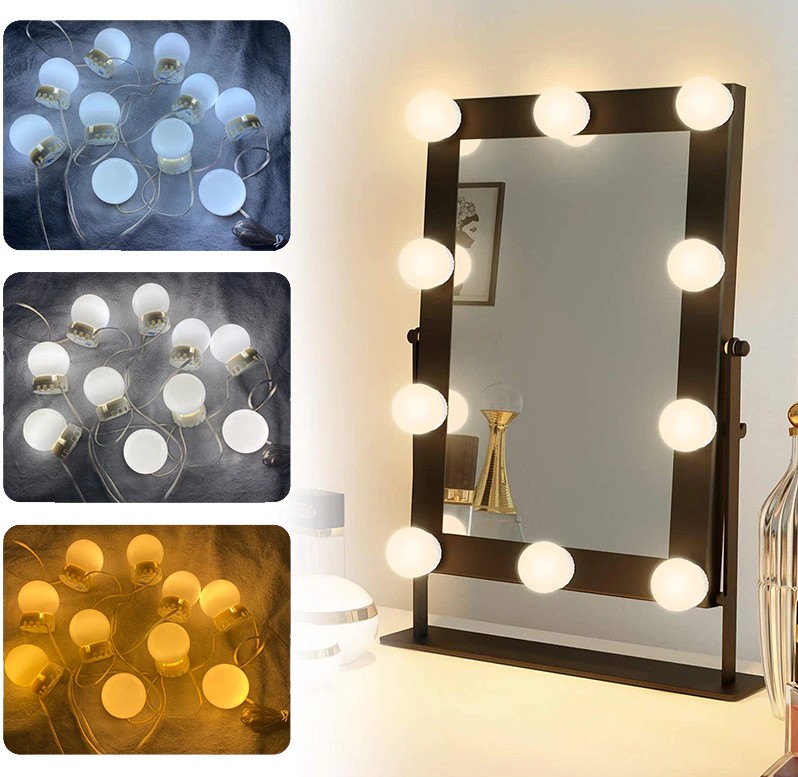 

Подсветка для гримерного зеркала LED лампочки Vanity Mirror Lights 10 шт 3 режима свечения