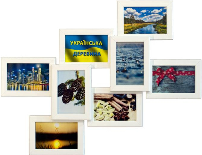 

Деревянная мультирамка на 8 фото Мечта белая (SKU_920288764-mg)