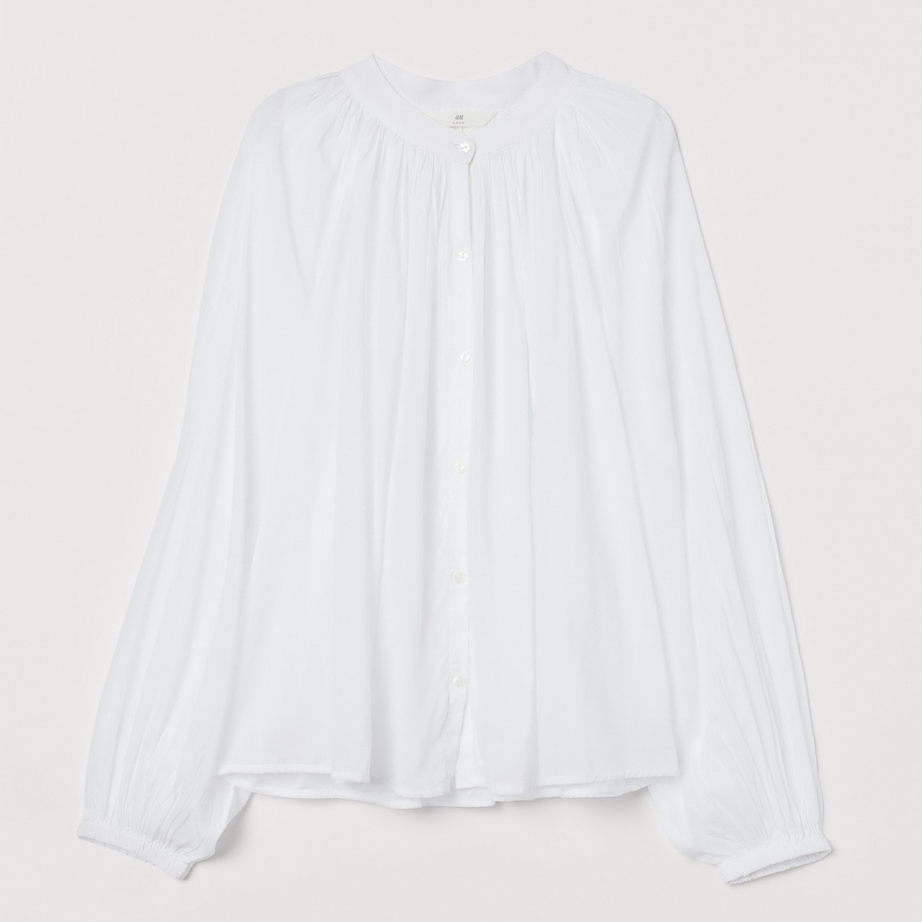 

Блузка H&M 07-0760281-002 40 Белая (СА2000001869581)