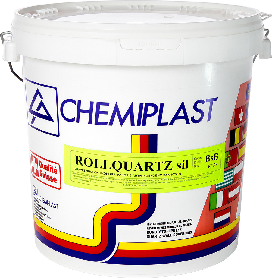 

Силиконовая краска CHEMIPLAST ROLLQUARTZ sil. структурная 25 кг белая (SKU_25104-mg)