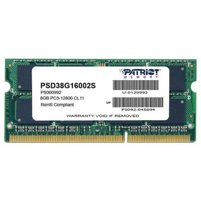 

Модуль памяти для ноутбука SoDIMM DDR3 8GB 1600 MHz Patriot (PSD38G16002S)