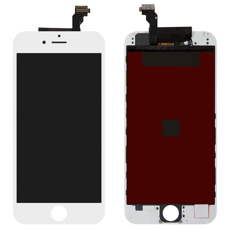 

Дисплей для iPhone 6, білий, із сенсорним екраном, з рамкою, переклеєне скло