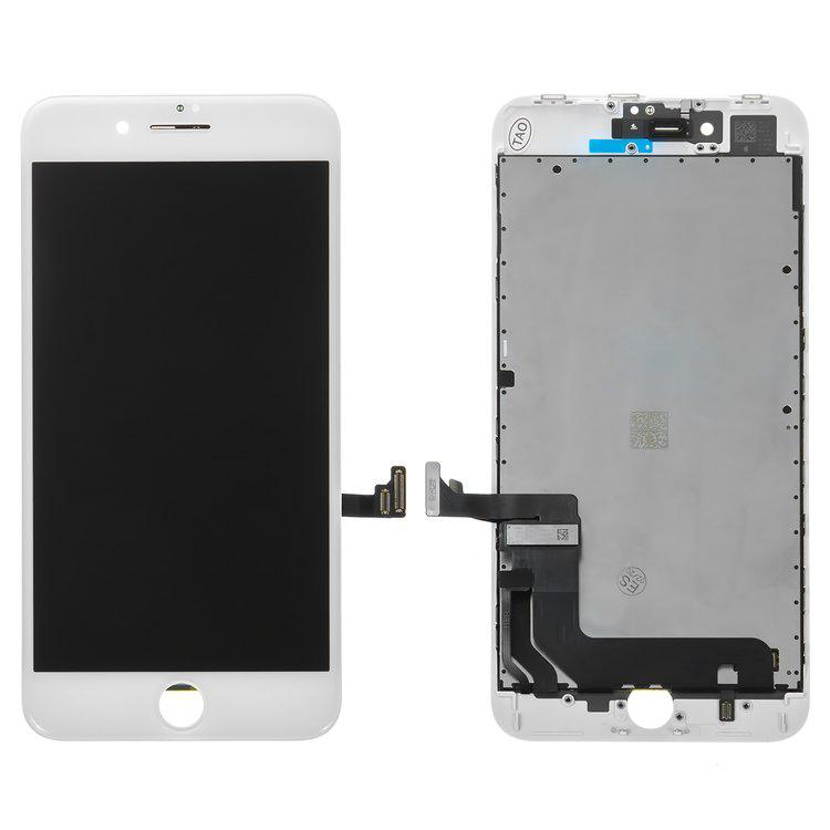 

Дисплей для iPhone 8 Plus, білий, із сенсорним екраном, з рамкою, переклеєне скло