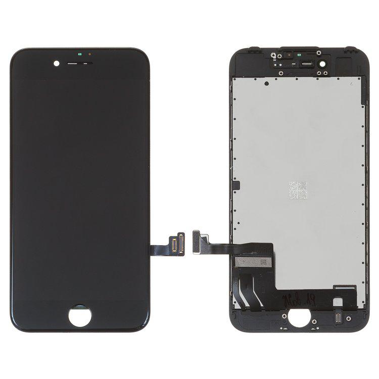 

Дисплей для iPhone 7, чорний, із сенсорним екраном, з рамкою, переклеєне скло