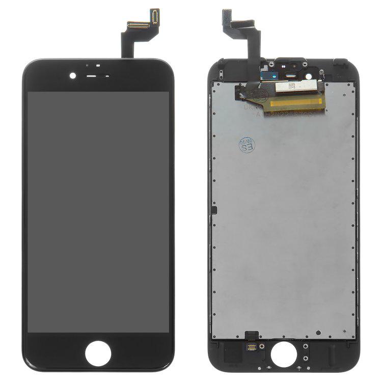 

Дисплей для iPhone 6S, чорний, із сенсорним екраном, з рамкою, переклеєне скло