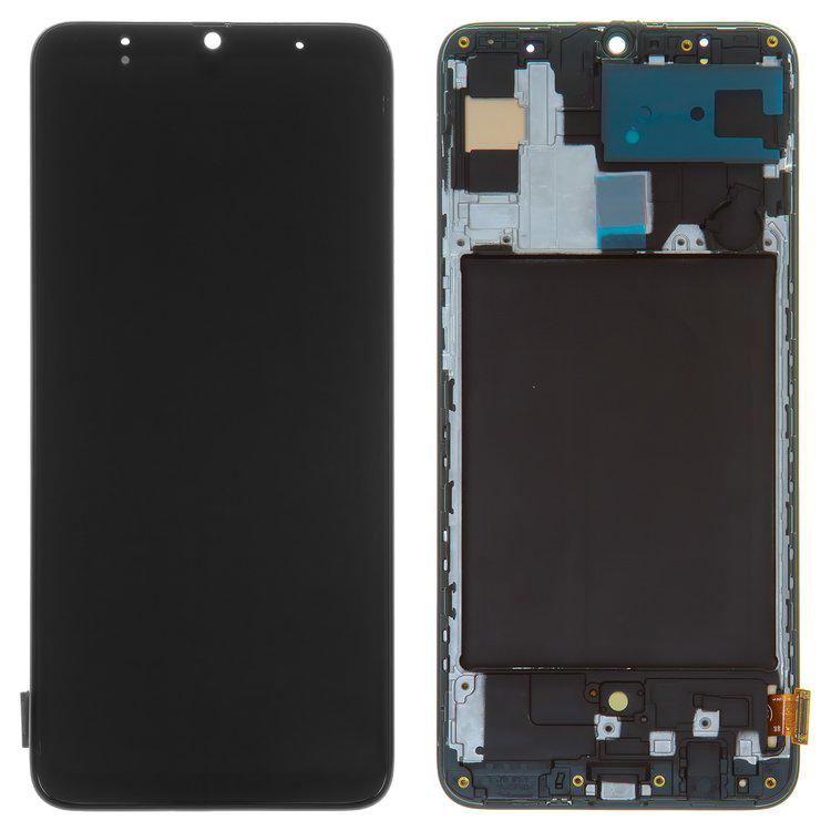 

Дисплей для Samsung A705 Galaxy A70, чорний, із сенсорним екраном, з рамкою, (OLED), High Copy