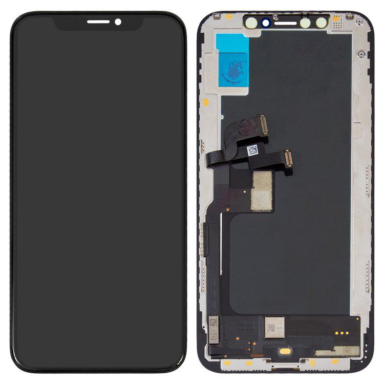 

Дисплей для iPhone XS, чорний, із сенсорним екраном, з рамкою, (OLED), переклеєне скло