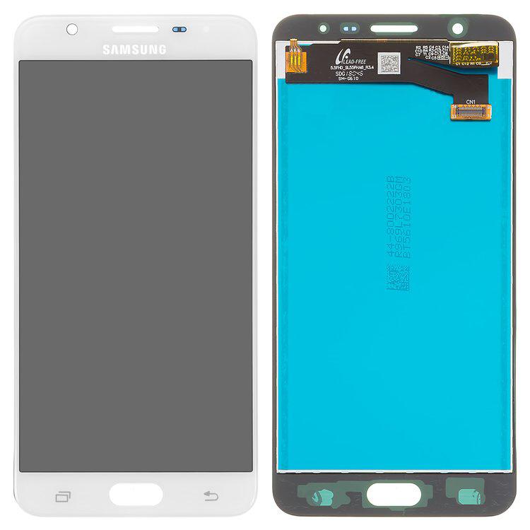 

Дисплей для Samsung G610 Galaxy J7 Prime, SM-G610 Galaxy On Nxt, білий, із сенсорним екраном, оригінал (переклеєне скло)