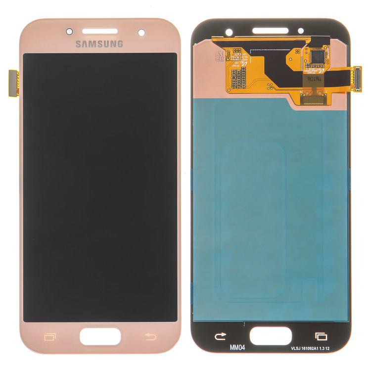 

Дисплей для Samsung A320 Galaxy A3 (2017), рожевий, із сенсорним екраном, оригінал (переклеєне скло)