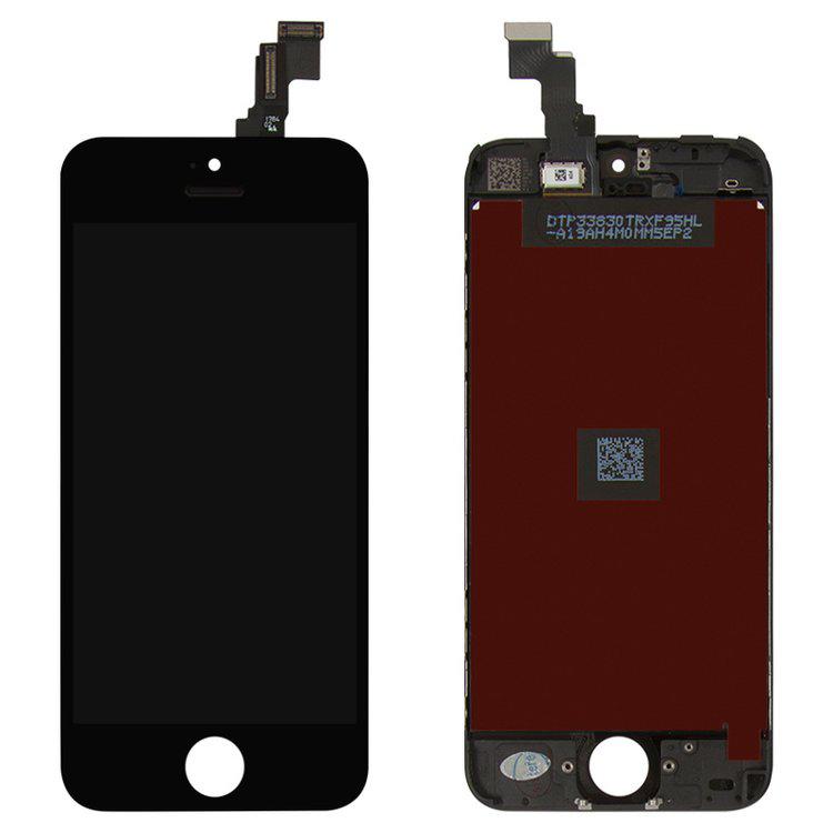 

Дисплей для iPhone 5C, чорний, із сенсорним екраном, з рамкою, переклеєне скло