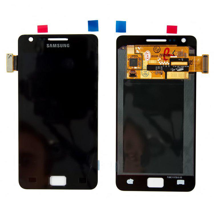 

Дисплей для Samsung I9100 Galaxy S2, чорний, із сенсорним екраном, оригінал (переклеєне скло)