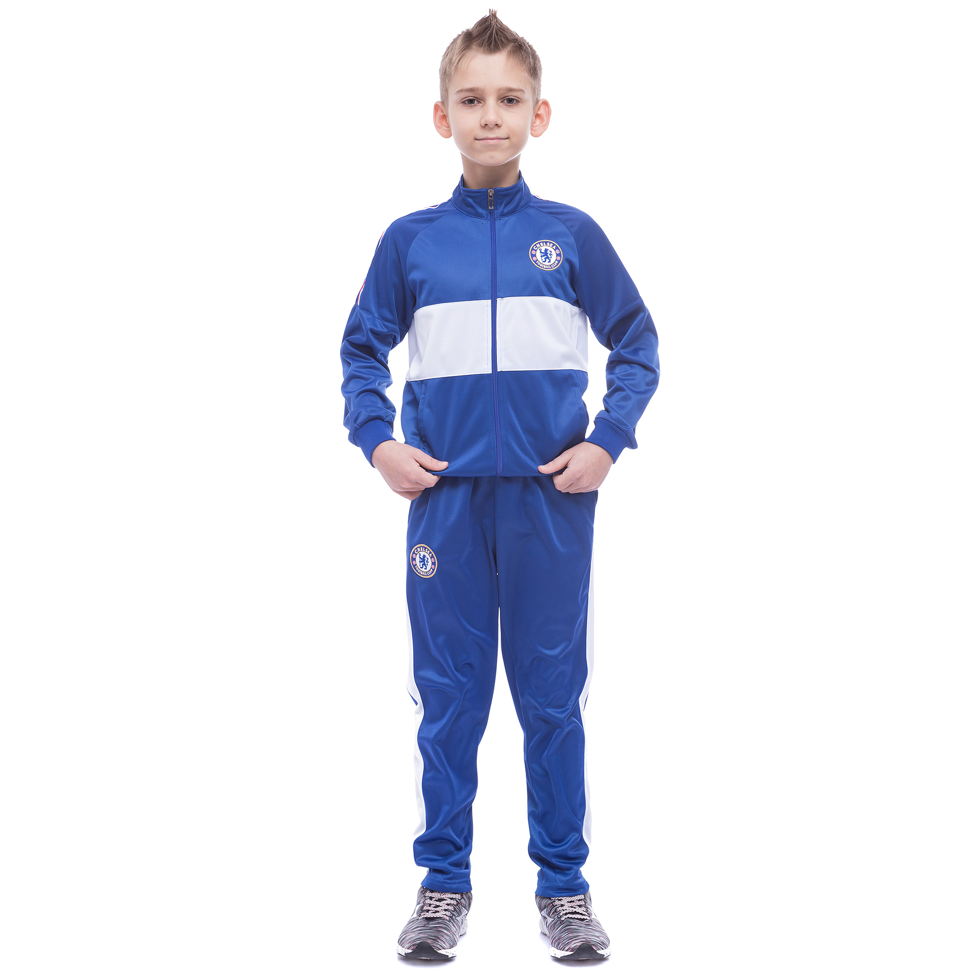 

Костюм спортивный детский Клубный CHELSEA LD-6131K-CH1 (полиэстер, флис, 32 - рост 145-155 см , синий-белый)