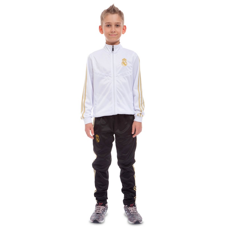 

Костюм спортивный детский Клубный REAL MADRID LD-6126K-RM (полиэстер, флис, 26 - рост 125-135 см , белый-черный)
