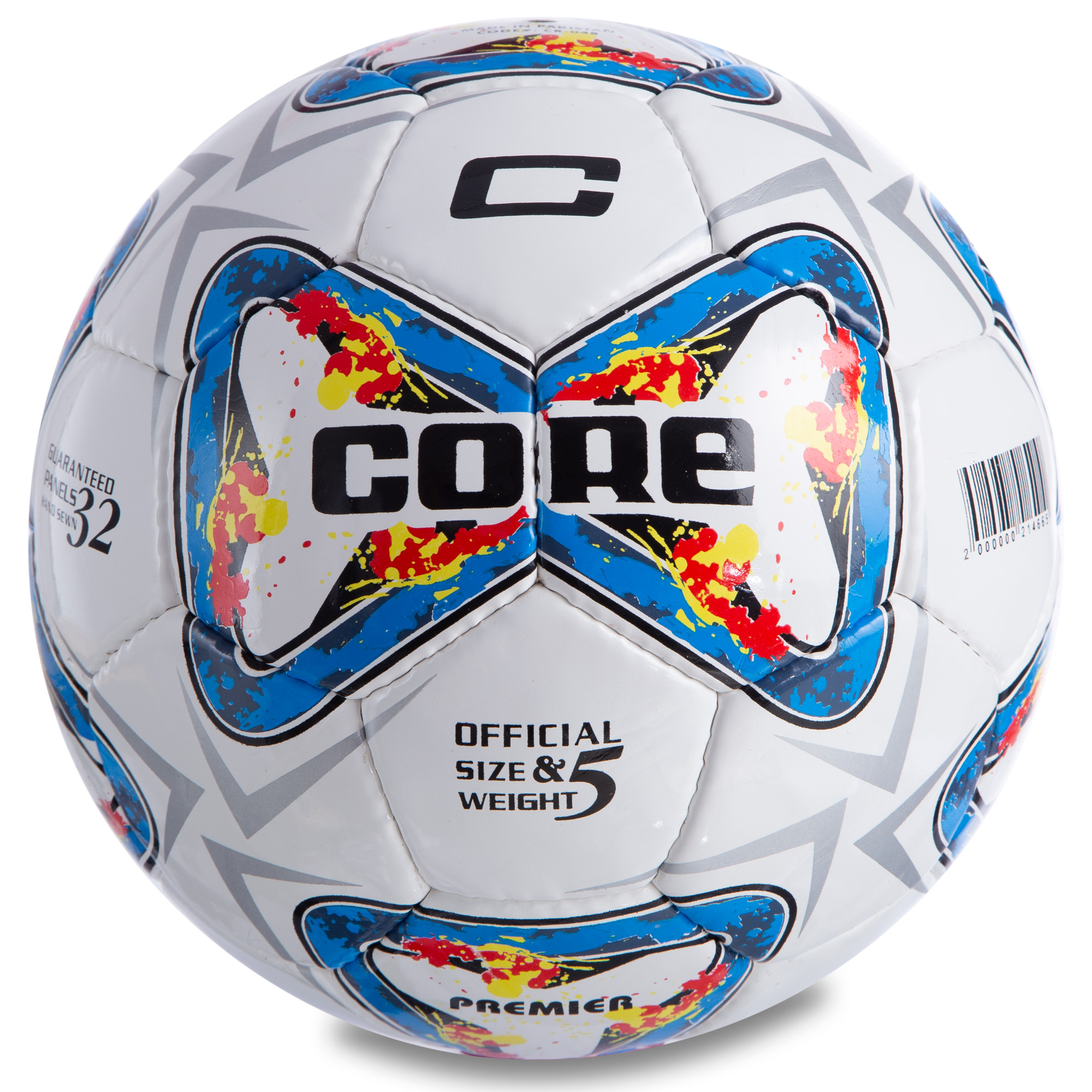 

Мяч футбольный №5 PU ламин. CORE PREMIER CR-047 (№5, 4 сл., сшит вручную, белый-голубой)