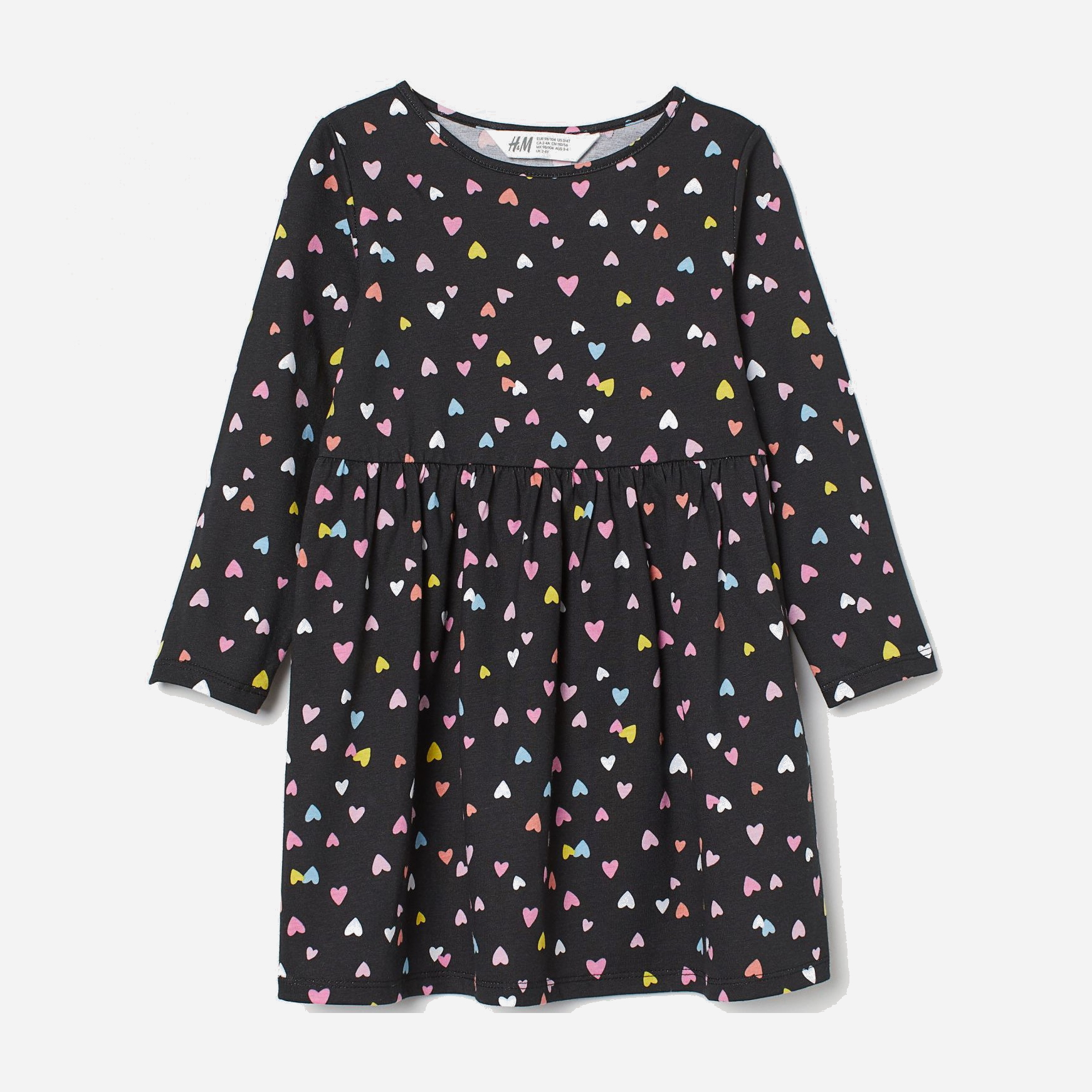 

Платье с длинными рукавами H&M zh0870528 122-128 см Черный/Сердечки