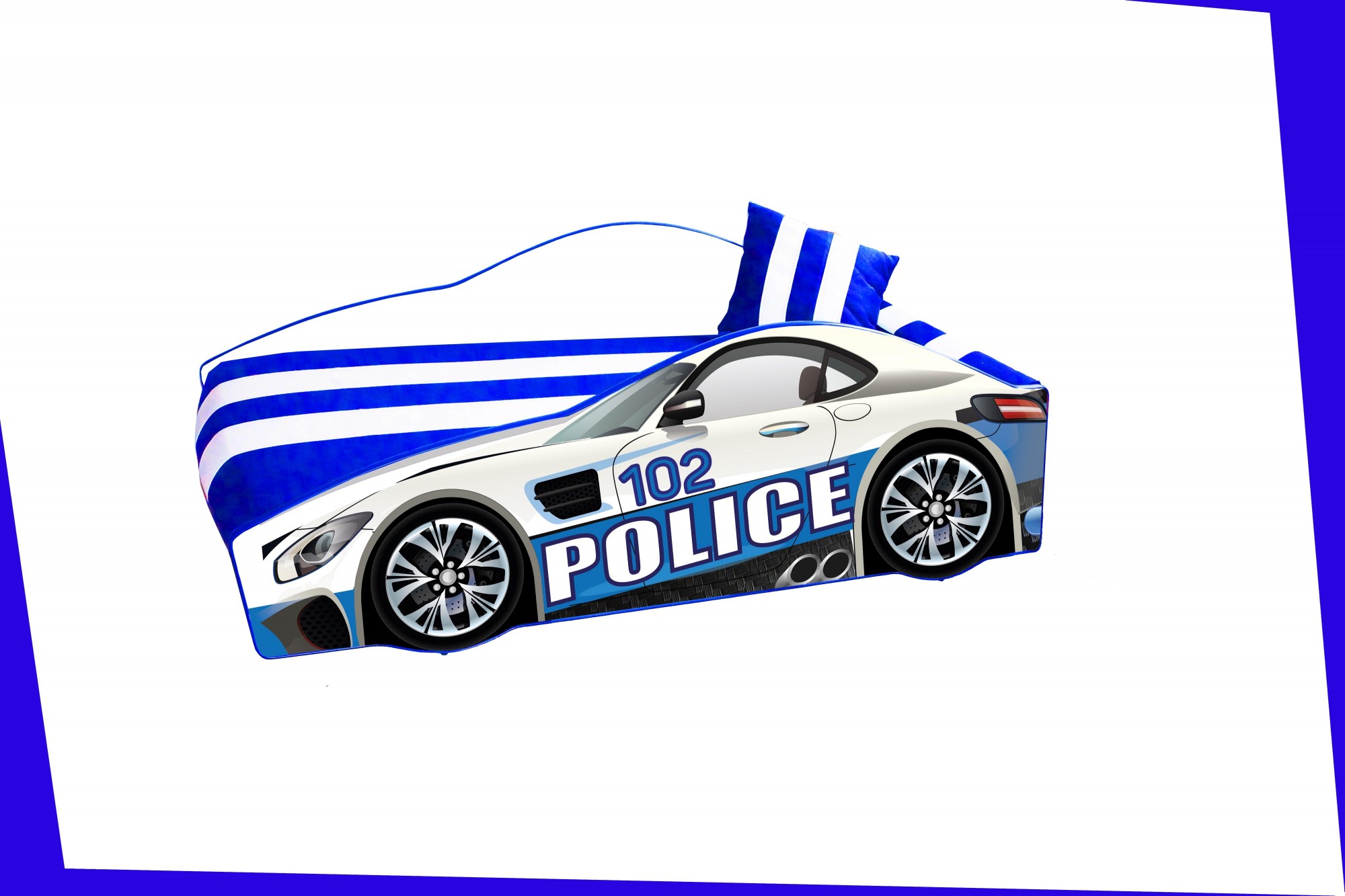

Кровать машина с подъемным механизмом Viorina-Deko Police элит 80/170 белая