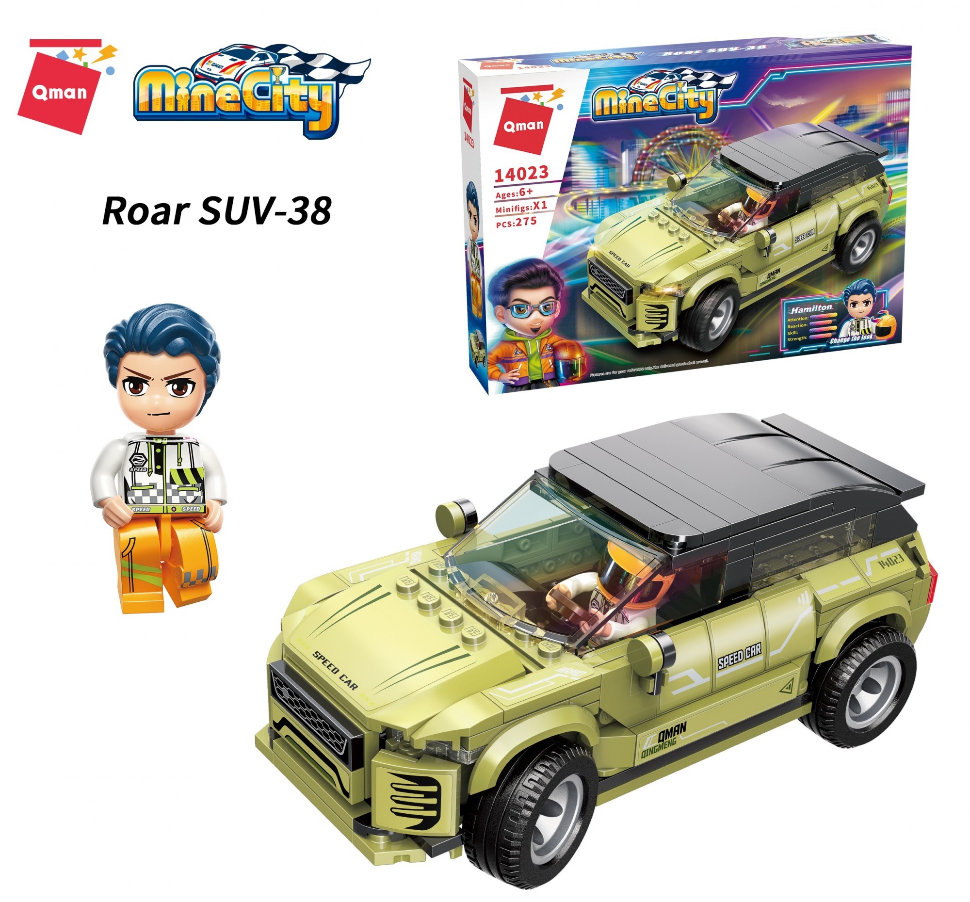 

Конструктор Qman 14023 Уличные гонки Roar SUV-38 275 деталей кор.35*6,5*25
