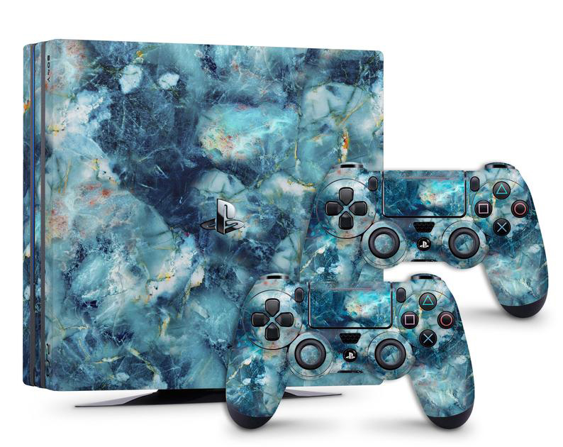 

Виниловая наклейка на Sony PlayStation PS4 Slim консоль и контроллер с принтом синий мрамор, арт.700299