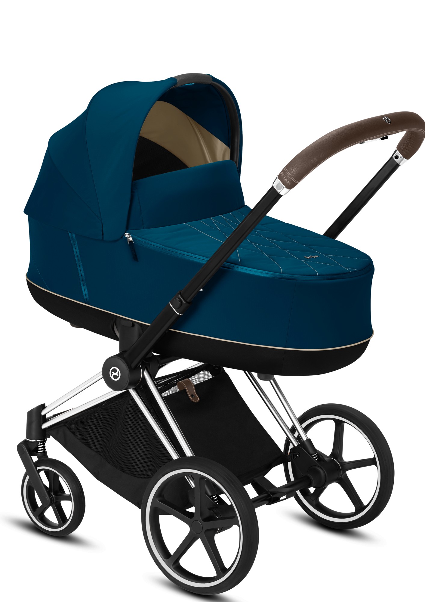 

Коляска для новорожденных Cybex Priam Mountain Blue шасси Chrome Brown