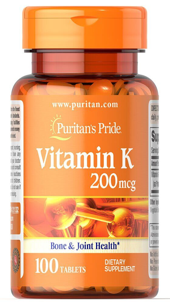 

Витамин К Puritan's Pride (Vitamin K) 200 мкг 100 таблеток
