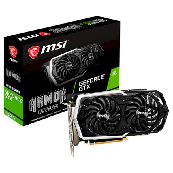 

Видеокарта MSI GeForce GTX 1660 Ti 6GB GDDR6 192-bit Armor OC (GTX 1660 T (GF GTX 1660 TI ARMOR6GOC)