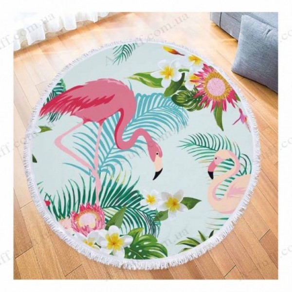 

Пляжное круглое полотенце из микрофибры, коврик-покрывало Beach Holiday NEW подстилка, 150 см, "Два Розовых Фламинго"