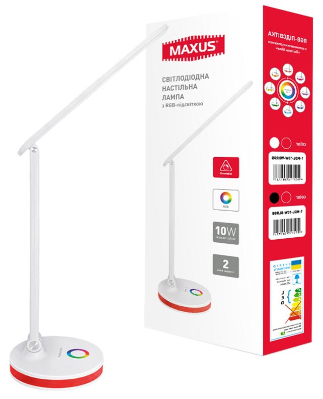 

Настольная лампа Maxus DL 10W 3CCT WH RGB
