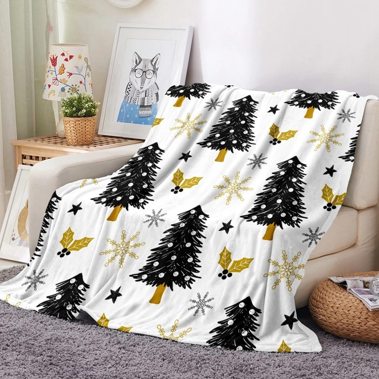 

Рождественский плед двуслойный Homytex 150 * 200 флис Sherpa 12