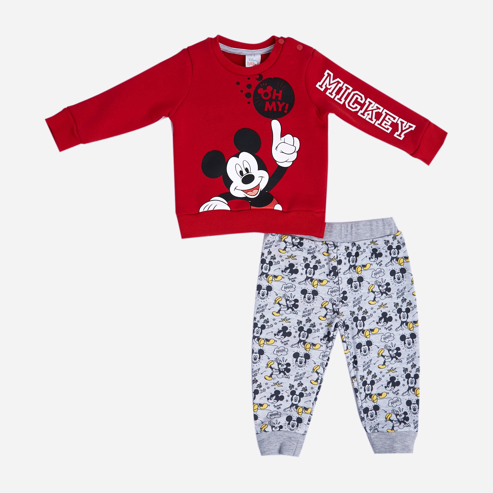 

Костюм (свитшот + штанишки) Disney Mickey Mouse MC18338 68-74 см Серо-красный