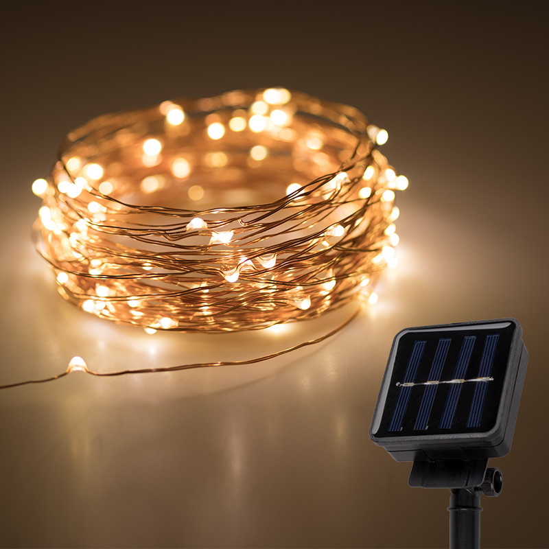

Светодиодная гирлянда нить на солнечной батарее "Роса" 100LED 10м Solar WW теплый белый
