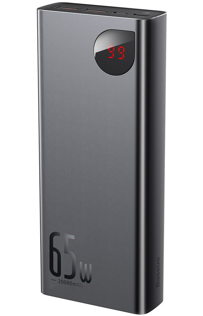 

УМБ Baseus Adaman Metal Digital Display 20000mAh 65W 6A с технологией QC3.0+PD3.0 2USB+Type-C + Кабель USB to Type-C Черный