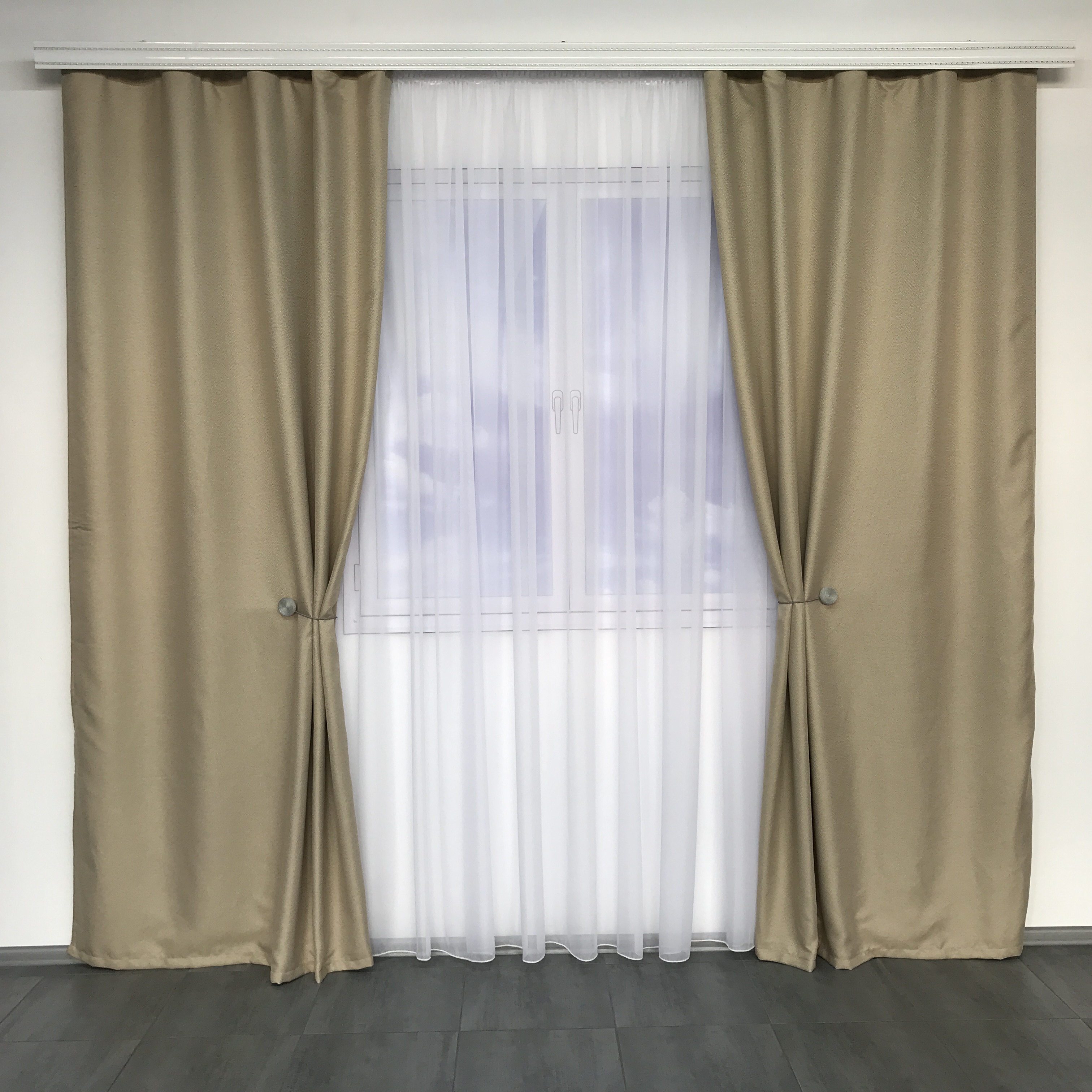 

Шторы на балкон Блэкаут ALBO 150x270 cm (2 шт) Бежевые (SH-M5-13)