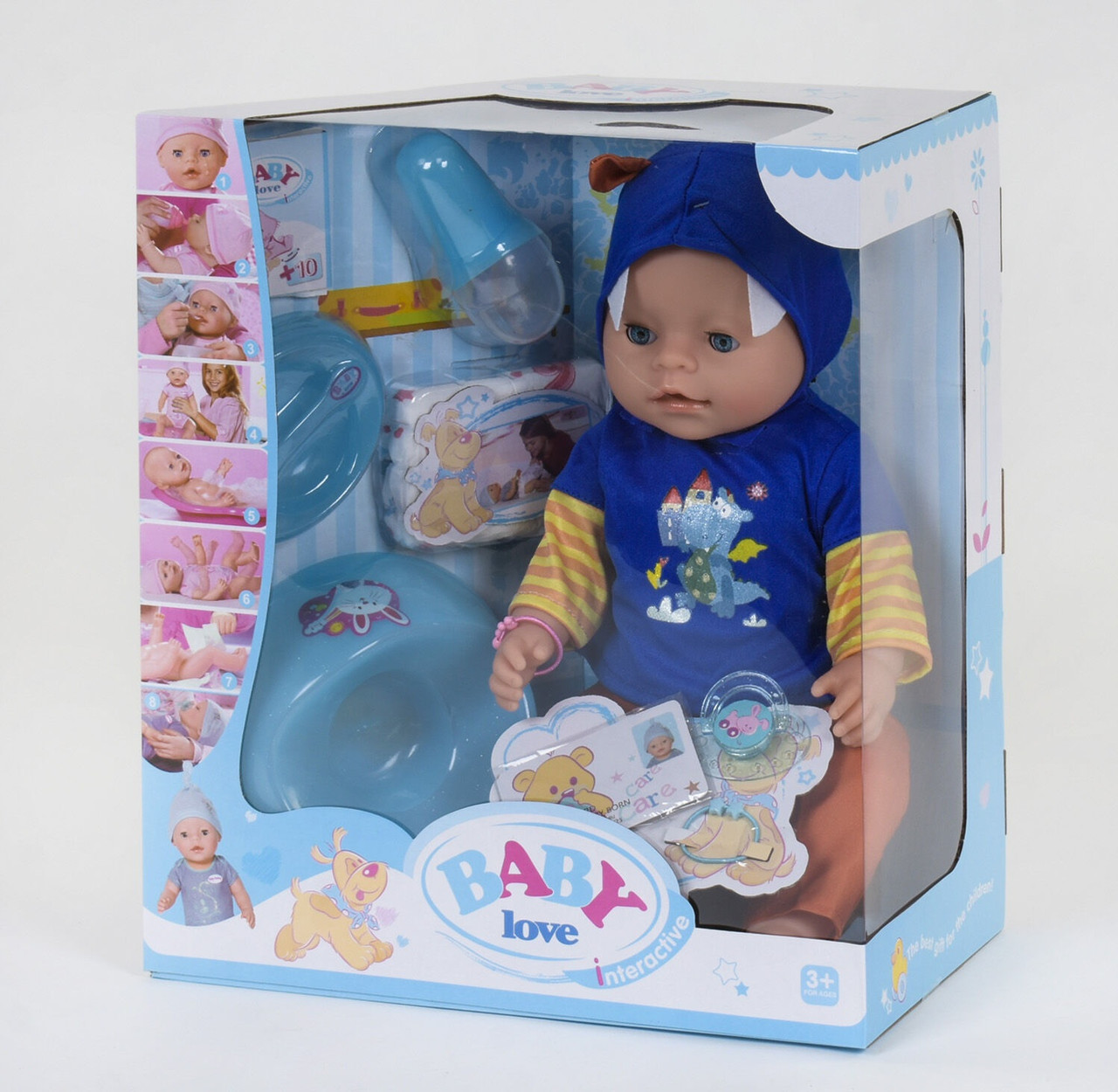 

Пупс с аксессуарами мальчик Warm Baby BL 034 A высота 42 см пупс функциональный пьет из бутылочки