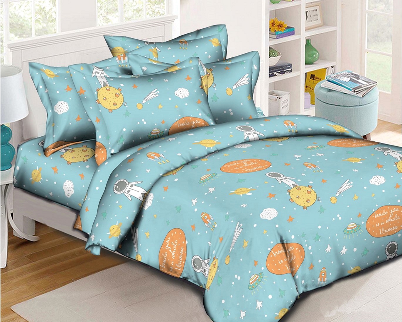 

Простынь MirSon Бязь Premium 17-0426 Little astronaut 220х240 см