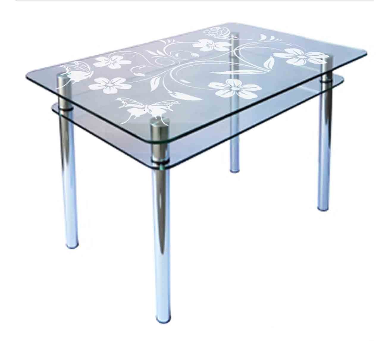 

Обеденный стеклянный стол Glass Antonik КС-1 прозрачный с пескоструем №81 (900х600х750 мм)