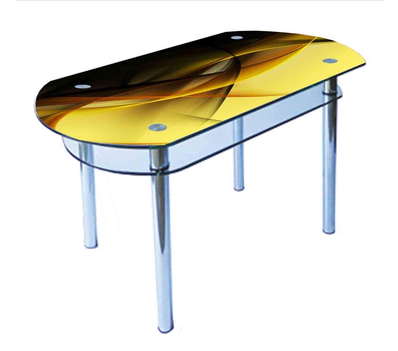 

Обеденный стеклянный стол Glass Antonik КС-5 желтый с фотопечатью №50 (900х600х750 мм)