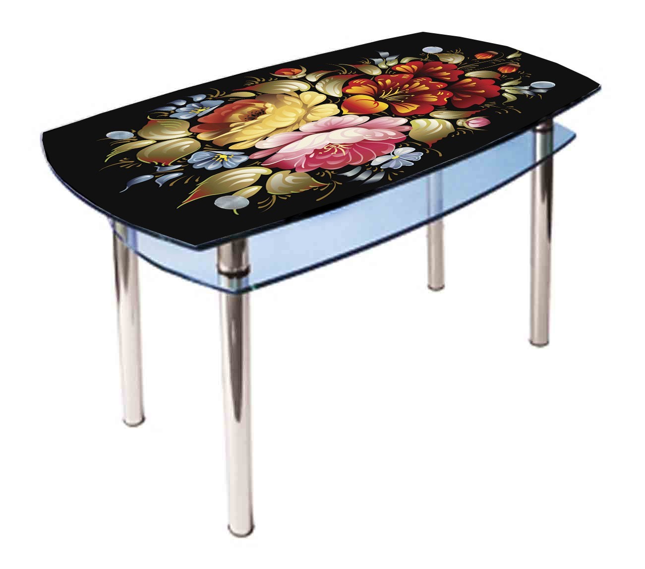 

Обеденный стеклянный стол Glass Antonik КС-2 черный с фотопечатью №41 (1200х800х750 мм)