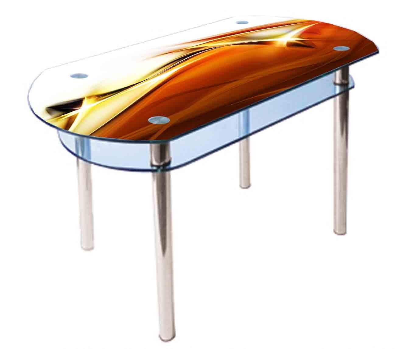 

Обеденный стеклянный стол Glass Antonik КС-5 оранжевый с фотопечатью №48 (1000х600х750 мм)