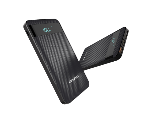

УМБ AWEI with LCD P63k 10000mAh 2USB/Type-C/Lightning QC3.0 3A 5V black