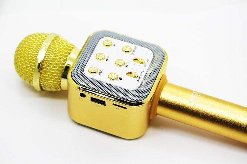 

Беспроводной микрофон караоке bluetooth с чехлом WS1818 золотой