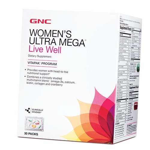 

Мультивитамины для женщин, Women's Ultra Mega Live Well, GNC 30пакетов (36120183)