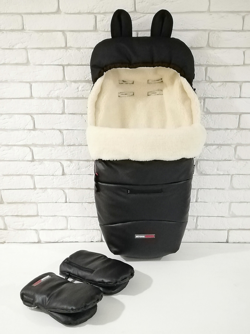 

Комплект Зимний Конверт Футмуф и Рукавички Z&D Thermo Еко кожа (Черный жемчуг)