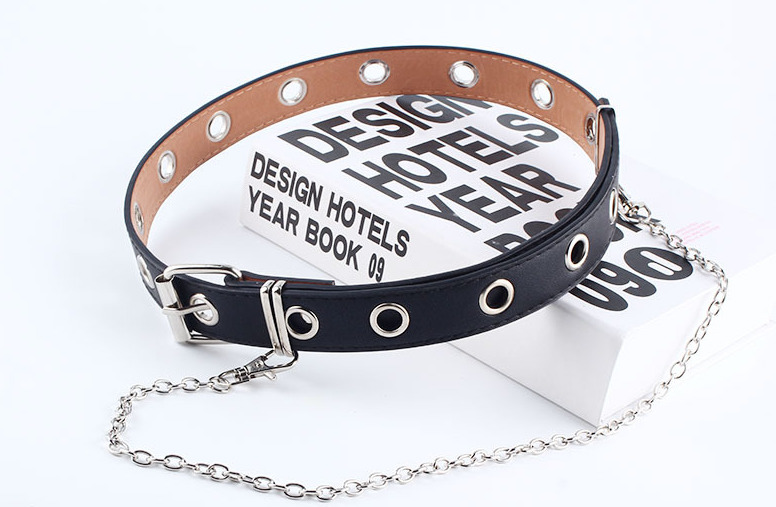 

Ремень Пояс City-A Belt 100 см PU Кожа с Цепочкой Однорядный Черный
