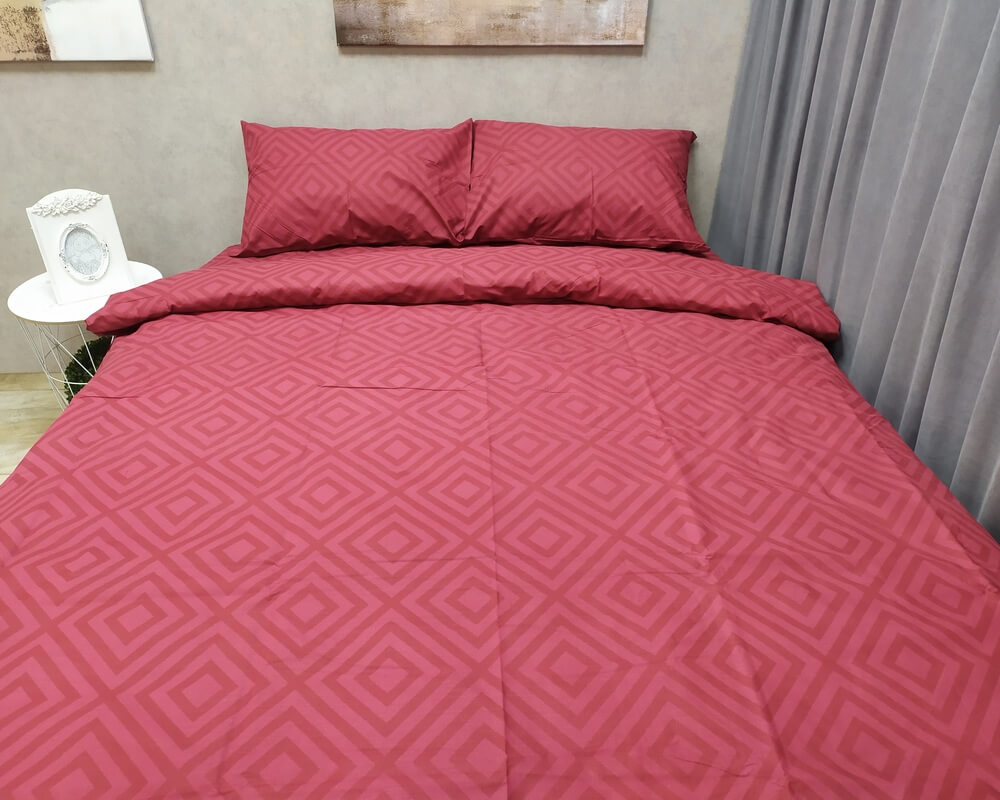 

Постельное белье LARA бязь d11185p Ромб Red полуторное Наволочки 50х70