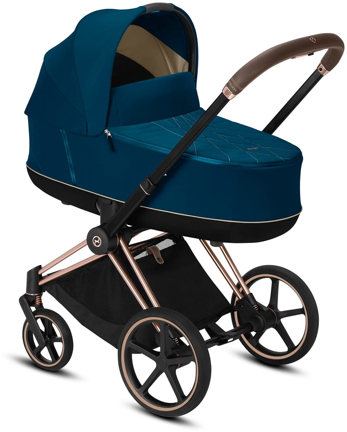 

Коляска для новорожденных Cybex Priam Mountain Blue шасси Rose Gold